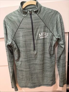 Under Armour MSU Green Heathered 1/4 Zip Long Sleeve Pullover